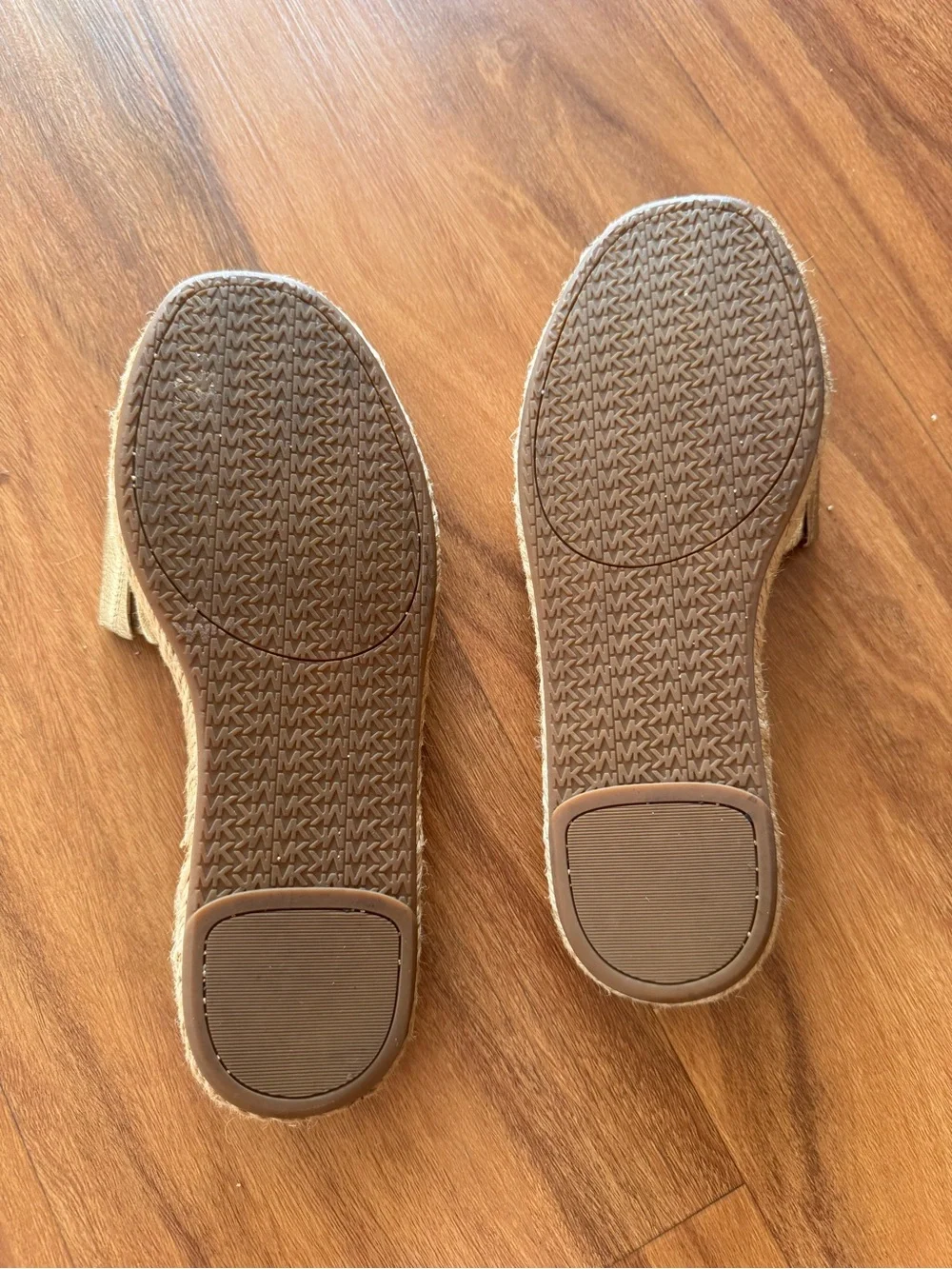 Michael Kors Metallic Gold Slide Sandals with Rope-Trim Sole